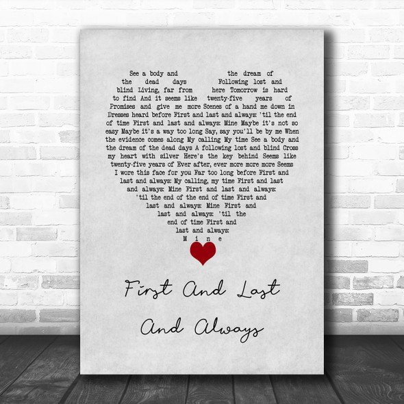 The Sisters Of Mercy First And Last And Always Grey Heart Song Lyric Wall Art Print