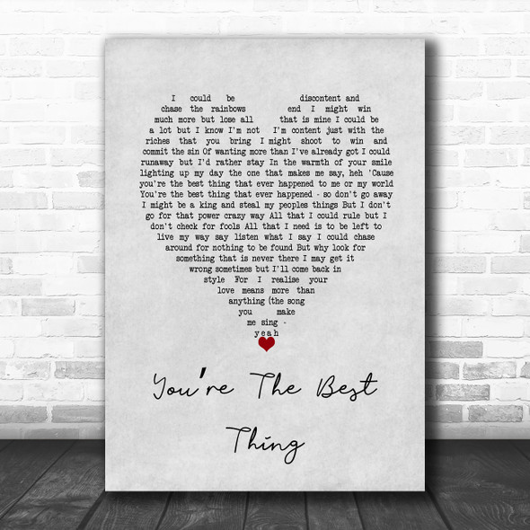 Paul Weller Youre The Best Thing Grey Heart Song Lyric Wall Art Print