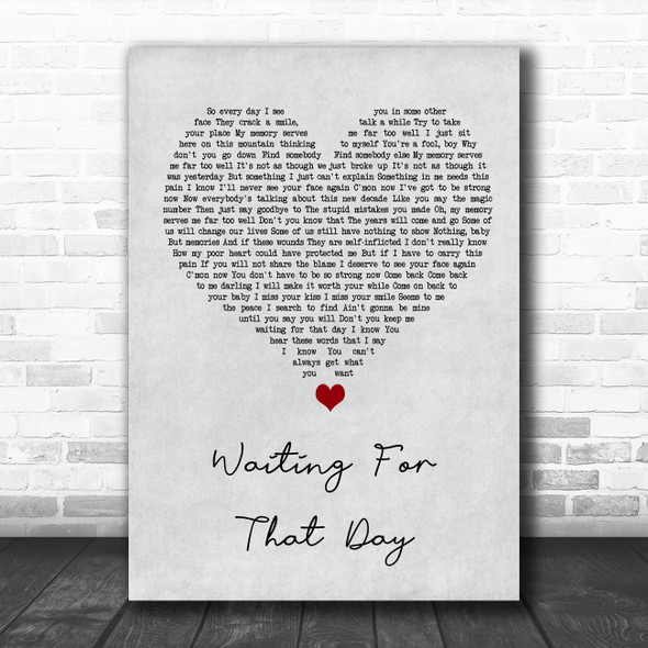 George Michael Waiting For That Day Grey Heart Song Lyric Wall Art Print