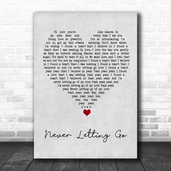 Anthony Hamilton Never Letting Go Grey Heart Song Lyric Wall Art Print