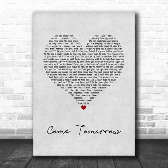 Barbra Streisand Come Tomorrow Grey Heart Song Lyric Wall Art Print