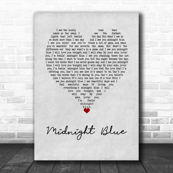 Electric Light Orchestra Midnight Blue Grey Heart Song Lyric Wall Art Print