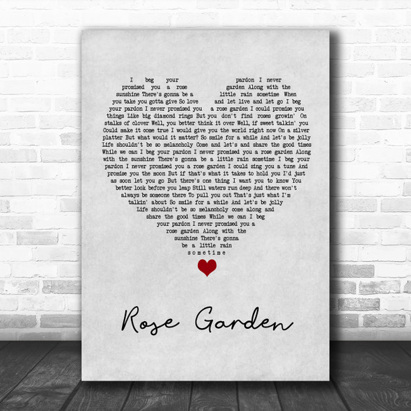 KD Lang Rose Garden Grey Heart Song Lyric Wall Art Print