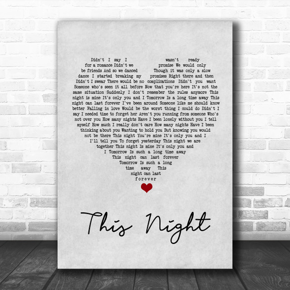 Billy Joel This Night Grey Heart Song Lyric Wall Art Print