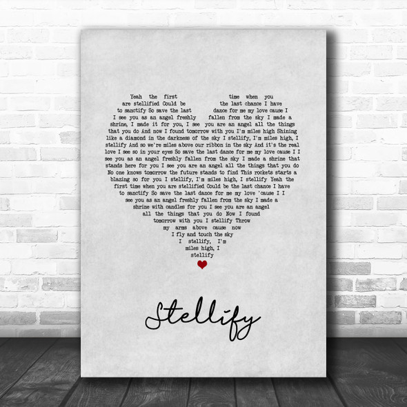 Ian Brown Stellify Grey Heart Song Lyric Wall Art Print