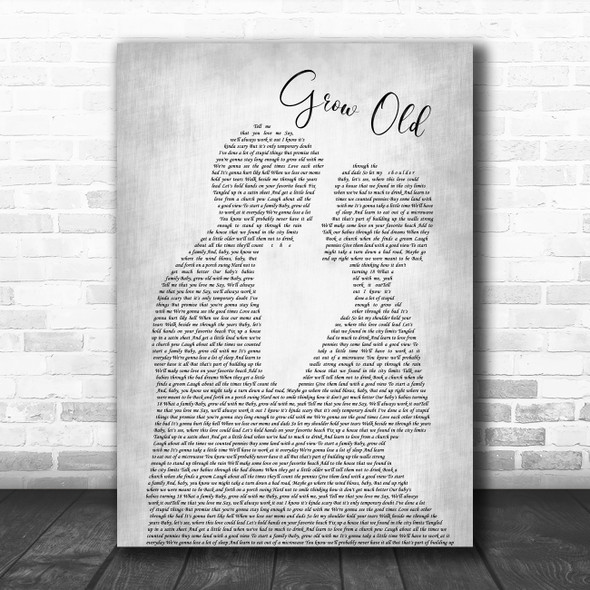 Florida Georgia Line Grow Old Man Lady Bride Groom Wedding Grey Song Lyric Wall Art Print