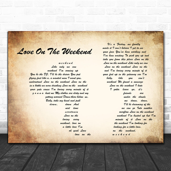 John Mayer Love On The Weekend Man Lady Couple Song Lyric Wall Art Print