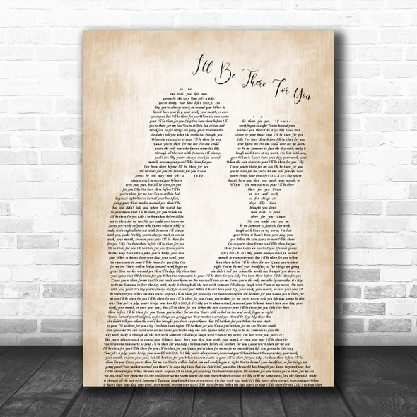 The Rembrandts I'll Be There For You Man Lady Bride Groom Wedding Song Lyric Wall Art Print