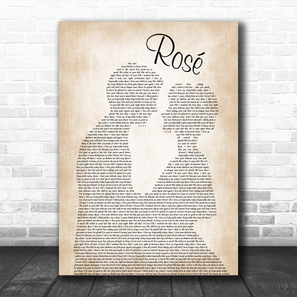 The Feeling Rosé Man Lady Bride Groom Wedding Song Lyric Wall Art Print