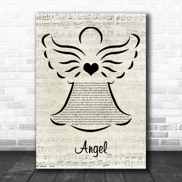 Lionel Richie Angel Music Script Angel Song Lyric Wall Art Print