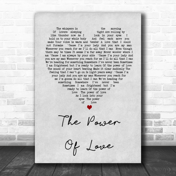 Celine Dione The Power Of Love Grey Heart Song Lyric Music Wall Art Print