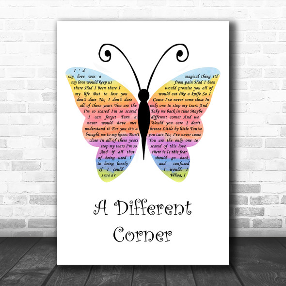 George Michael A Different Corner Rainbow Butterfly Song Lyric Wall Art Print