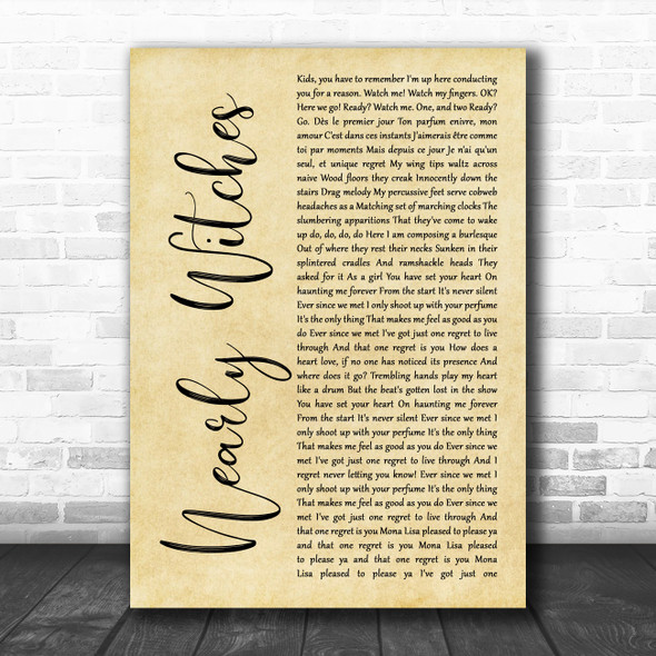 Panic! At The Disco Nearly Witches (Ever Since We Met...) Rustic Script Song Lyric Wall Art Print