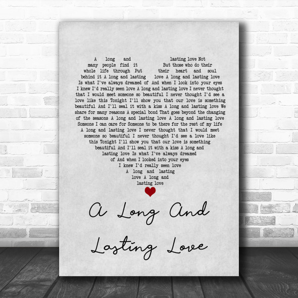 Crystal Gayle A Long And Lasting Love Grey Heart Song Lyric Music Wall Art Print