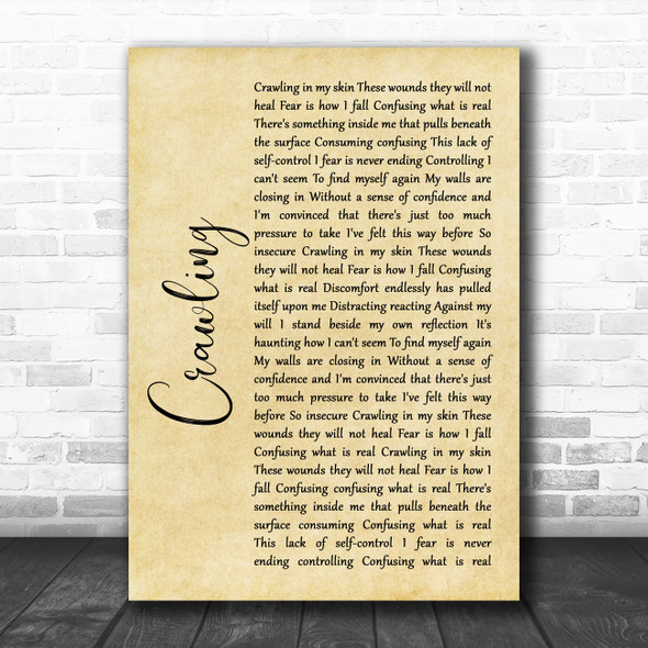 Linkin Park Crawling Rustic Script Song Lyric Wall Art Print