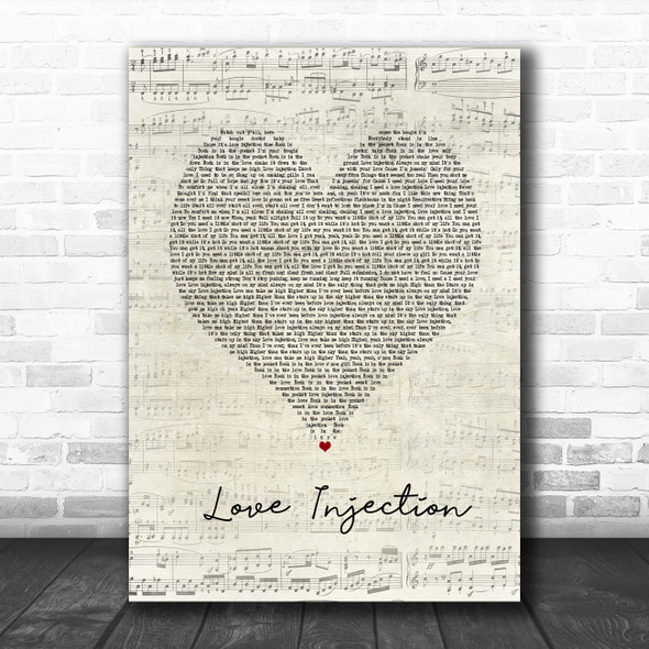 Trussel Love Injection Script Heart Song Lyric Wall Art Print