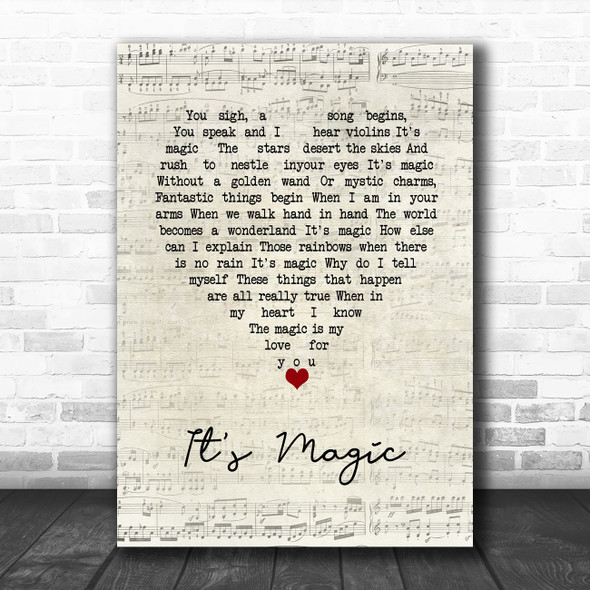 Doris Day It's Magic Script Heart Song Lyric Wall Art Print