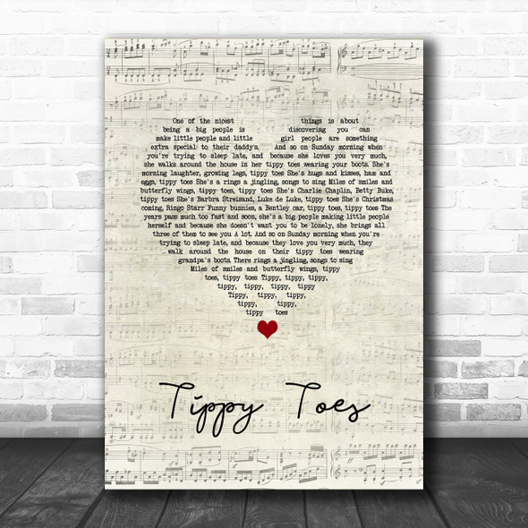 Nancy Sinatra & Lee Hazlewood Tippy Toes Script Heart Song Lyric Wall Art Print