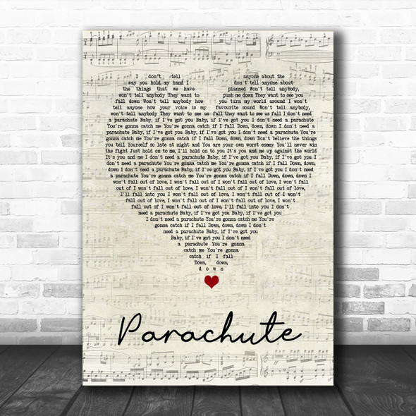 Cheryl Cole Parachute Script Heart Song Lyric Wall Art Print