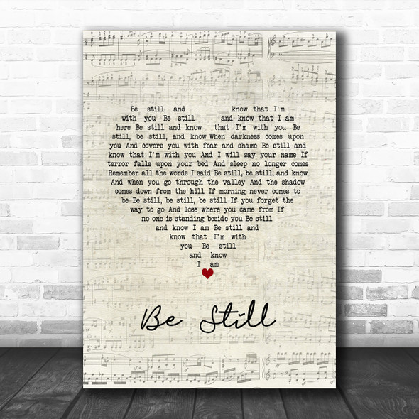 The Fray Be Still Script Heart Song Lyric Wall Art Print