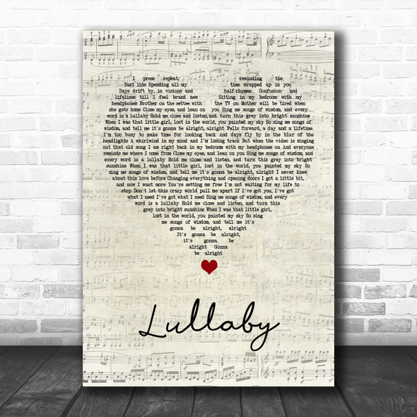 Andreya Triana Lullaby Script Heart Song Lyric Wall Art Print