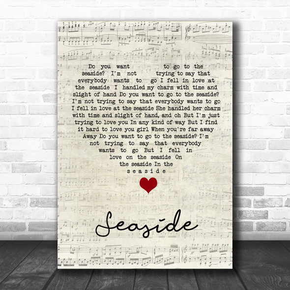 The Kooks Seaside Script Heart Song Lyric Wall Art Print