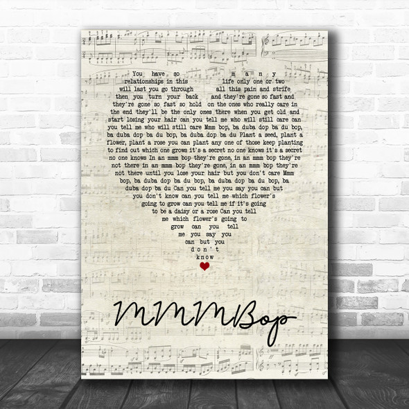 Hanson MMMBop Script Heart Song Lyric Wall Art Print