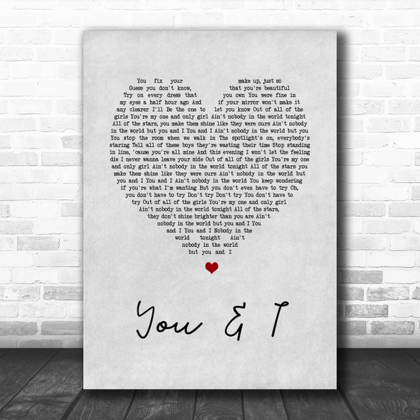 John Legend You & I Grey Heart Song Lyric Music Wall Art Print