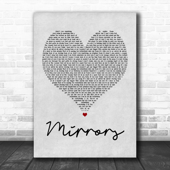 Justin Timberlake Mirrors Grey Heart Song Lyric Music Wall Art Print