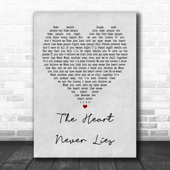 McFly The Heart Never Lies Grey Heart Song Lyric Music Wall Art Print