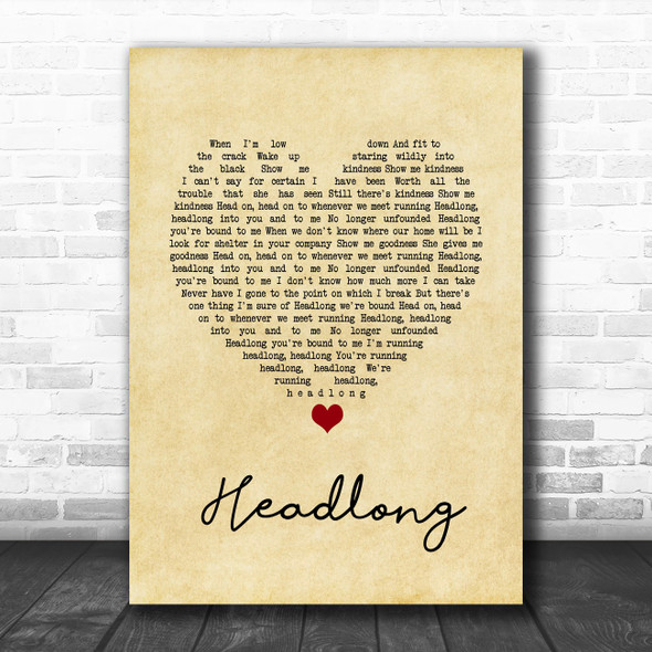 John Smith Headlong Vintage Heart Song Lyric Wall Art Print