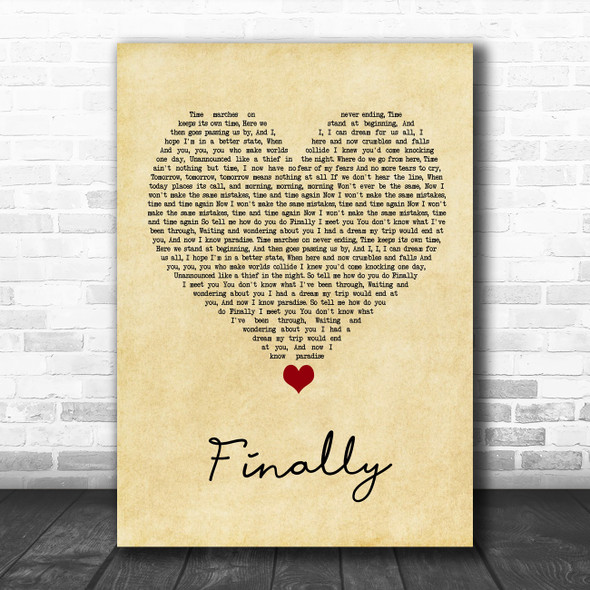 Kings of Tomorrow Finally Vintage Heart Song Lyric Wall Art Print