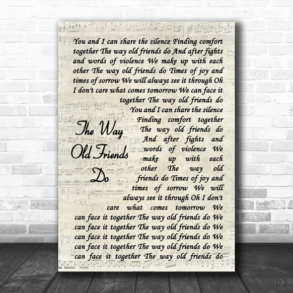 ABBA The Way Old Friends Do Vintage Script Song Lyric Wall Art Print