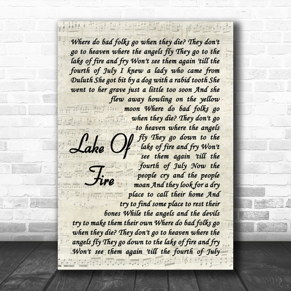 Nirvana Lake Of Fire Vintage Script Song Lyric Wall Art Print