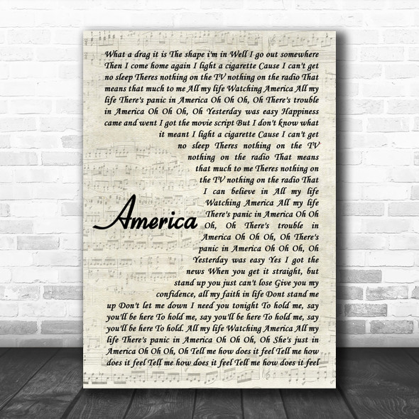 Razorlight America Vintage Script Song Lyric Wall Art Print