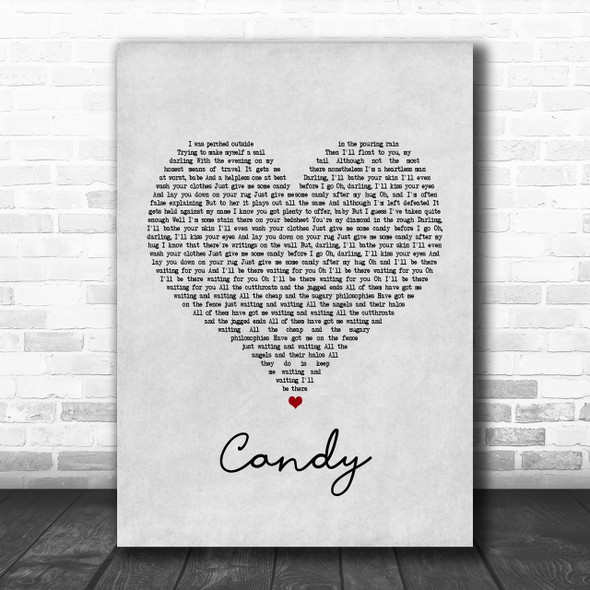 Paolo Nutini Candy Grey Heart Song Lyric Music Wall Art Print