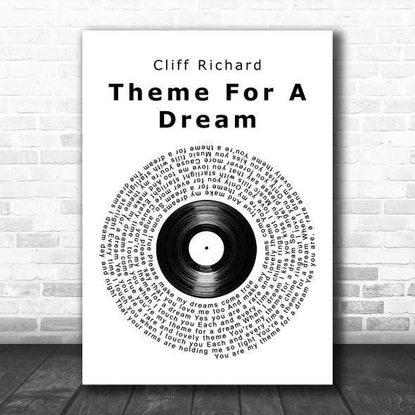 Cliff Richard Theme For A Dream Vinyl Record Song Lyric Wall Art Print