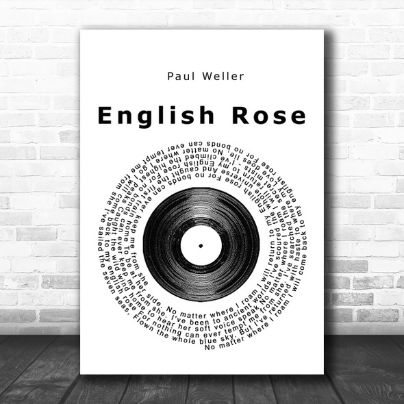 Paul Weller English Rose Vinyl Record Song Lyric Wall Art Print