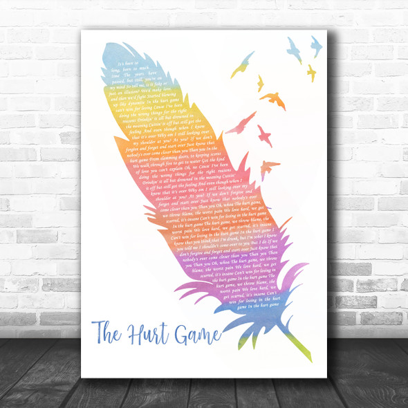 The Script The Hurt Game Watercolour Feather & Birds Song Lyric Wall Art Print