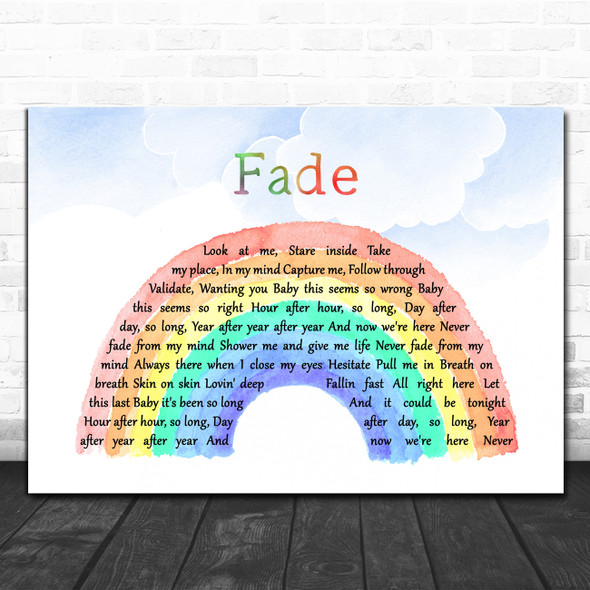 Solu Music Fade Watercolour Rainbow & Clouds Song Lyric Wall Art Print