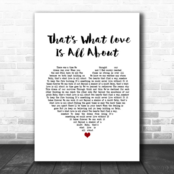 Michael Bolton That's What Love Is All About White Heart Song Lyric Wall Art Print
