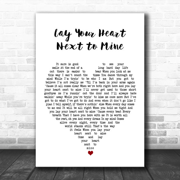 Steve Azar Lay Your Heart Next to Mine White Heart Song Lyric Wall Art Print