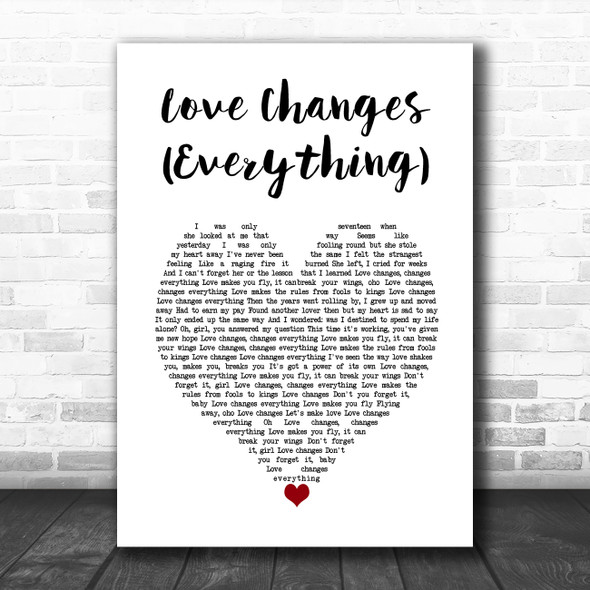 Climie Fisher Love Changes (Everything) White Heart Song Lyric Wall Art Print