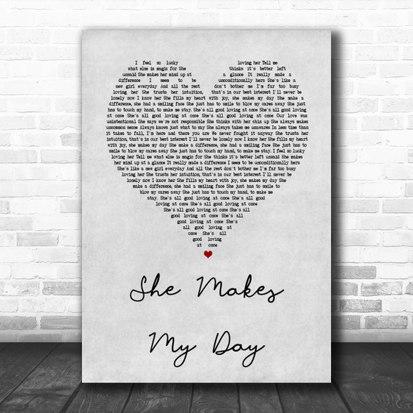 Robert Palmer She Makes My Day Grey Heart Song Lyric Music Wall Art Print