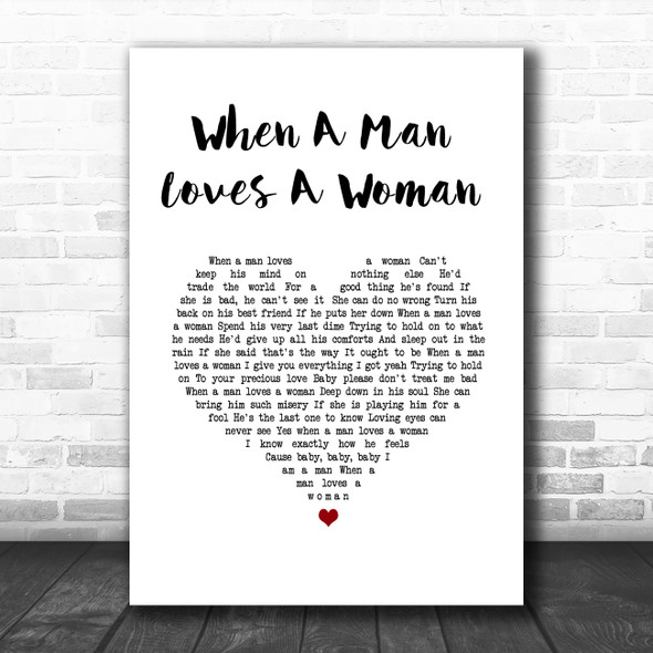 Michael Bolton When A Man Loves A Woman White Heart Song Lyric Wall Art Print