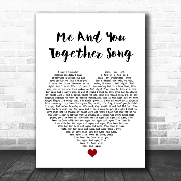 The 1975 Me And You Together Song White Heart Song Lyric Wall Art Print
