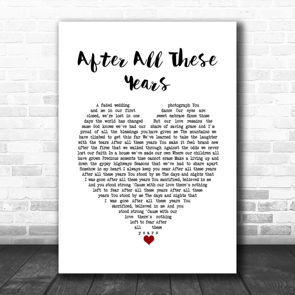 Journey After All These Years White Heart Song Lyric Wall Art Print