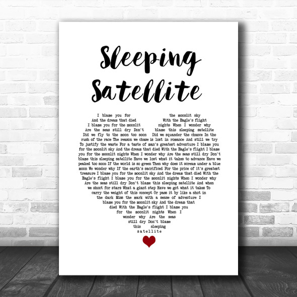 Tasmin Archer Sleeping Satellite White Heart Song Lyric Wall Art Print