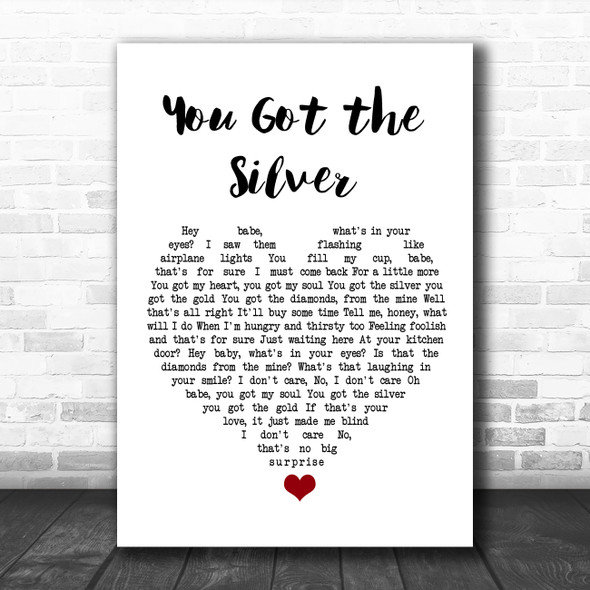 The Rolling Stones You Got the Silver White Heart Song Lyric Wall Art Print