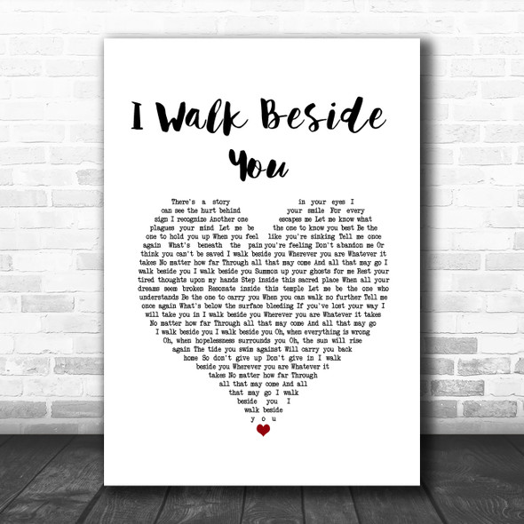 Dream Theater I Walk Beside You White Heart Song Lyric Wall Art Print